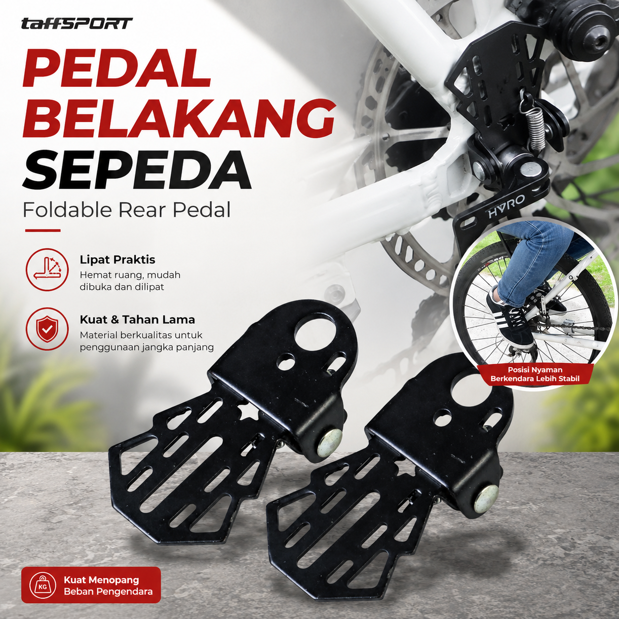 TaffSPORT Pedal Belakang Sepeda Bike Rear Pedal Foldable - STT165 Gambar produk TaffSPORT Pedal Belakang Sepeda Bike Rear Pedal Foldable - STT165 - Utama