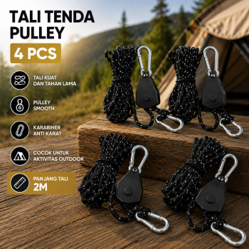 JOFU Tali Tenda Paracord Rope Tent 1/8 Inch Lifting Pulley 4 PCS - SH200