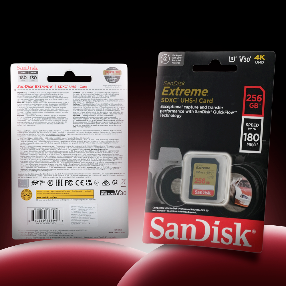 Gambar produk SanDisk Extreme SDXC UHS-I Card V30 U3 Class 256GB-SDSDXVV-256G - SDSDXV - Kemasan