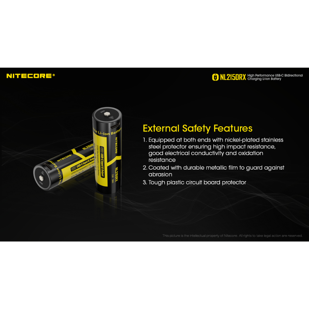 Gambar produk NITECORE Baterai Isi Ulang 21700 Flat Top Li-Ion 5000mAh 3.6V 1 PCS - NL2150RX - 7