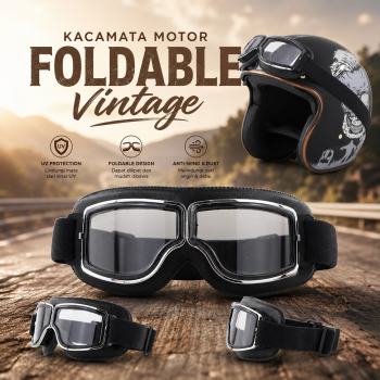 ORZIE Kacamata Motor Motorcycle Safety Goggles Foldable Vintage - OZ-15