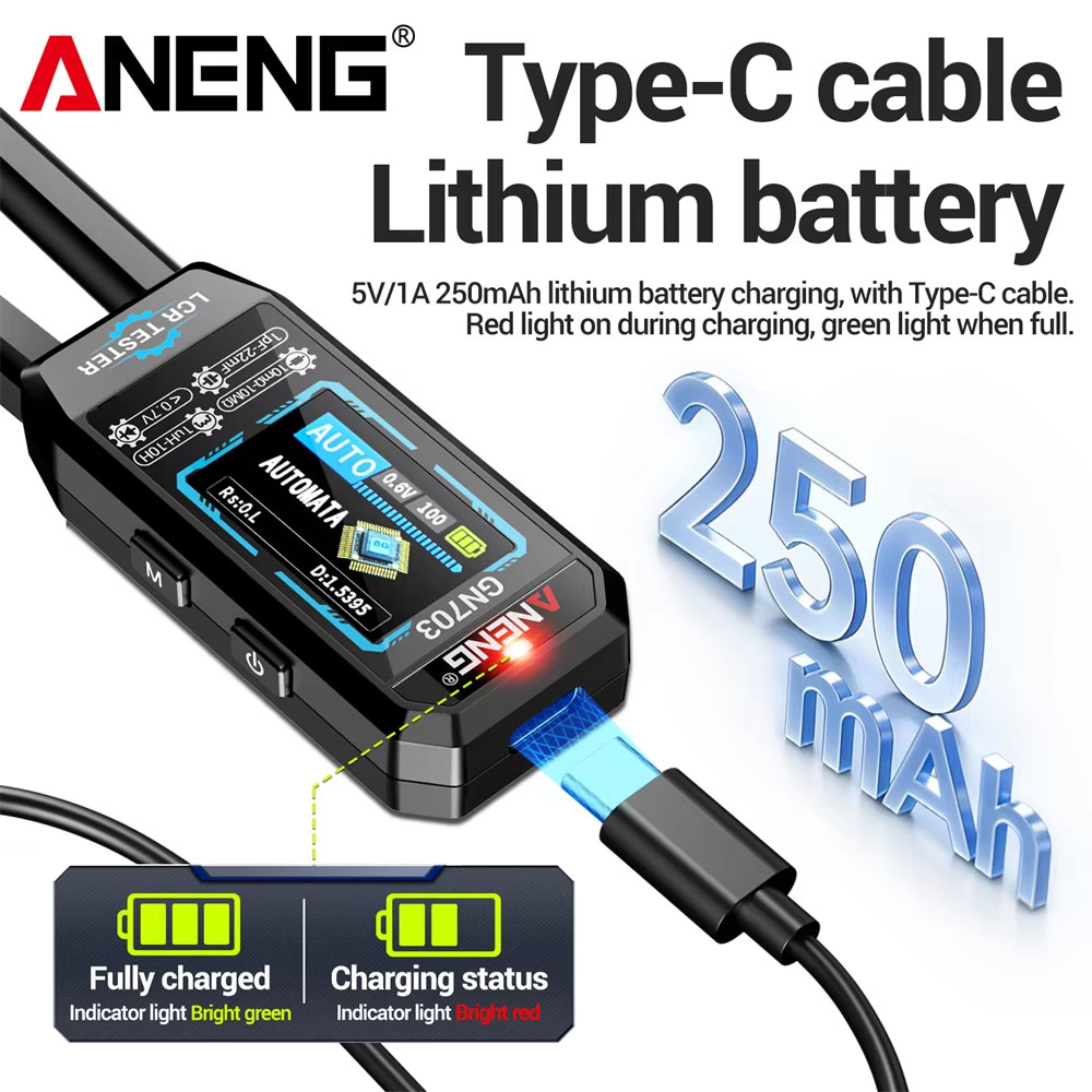 ANENG LCR Tester Meter Digital Smart Tweezer SMD Resistansi 250mAh - GN703 Gambar produk ANENG LCR Tester Meter Digital Smart Tweezer SMD Resistansi 250mAh - GN703 - 3