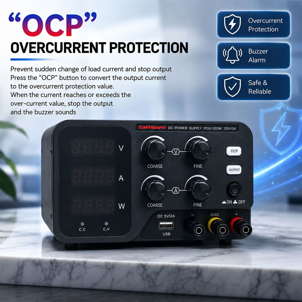 Gambar produk Taffware Adjustable DC Power Supply Variable Voltage 120V 3A 360W - PDS-1203M - 4