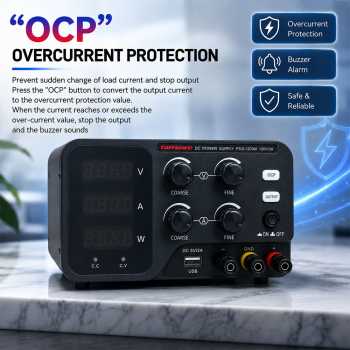 Gambar produk Taffware Adjustable DC Power Supply Variable Voltage 120V 3A 360W - PDS-1203M - 4