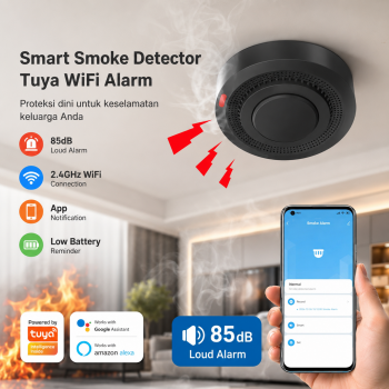 DYGSM Smart Smoke Detector Alat Pendeteksi Asap Tuya WiFi Alarm 85dB - D89