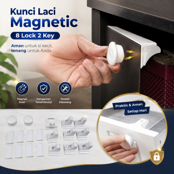 Gambar produk KOOLBOYZ Kunci Laci Lemari Magnetic Safety Kids Drawer 8 Lock 2 Key - LK-004-KB