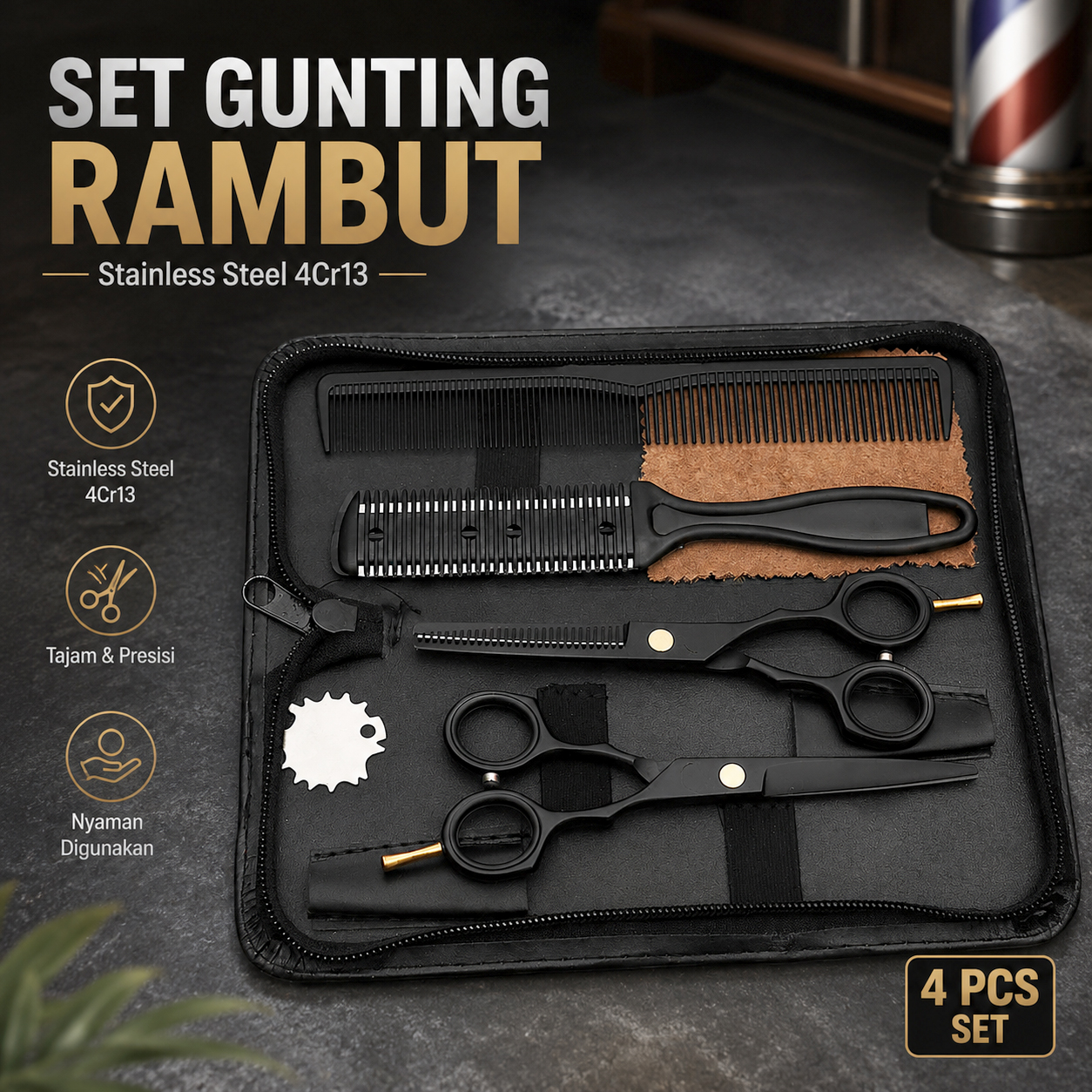 Biutte.co Set Gunting Rambut 6in1 Teflon Coating Stainless Steel 4Cr13 - 440C Gambar produk Biutte.co Set Gunting Rambut 6in1 Teflon Coating Stainless Steel 4Cr13 - 440C - Utama