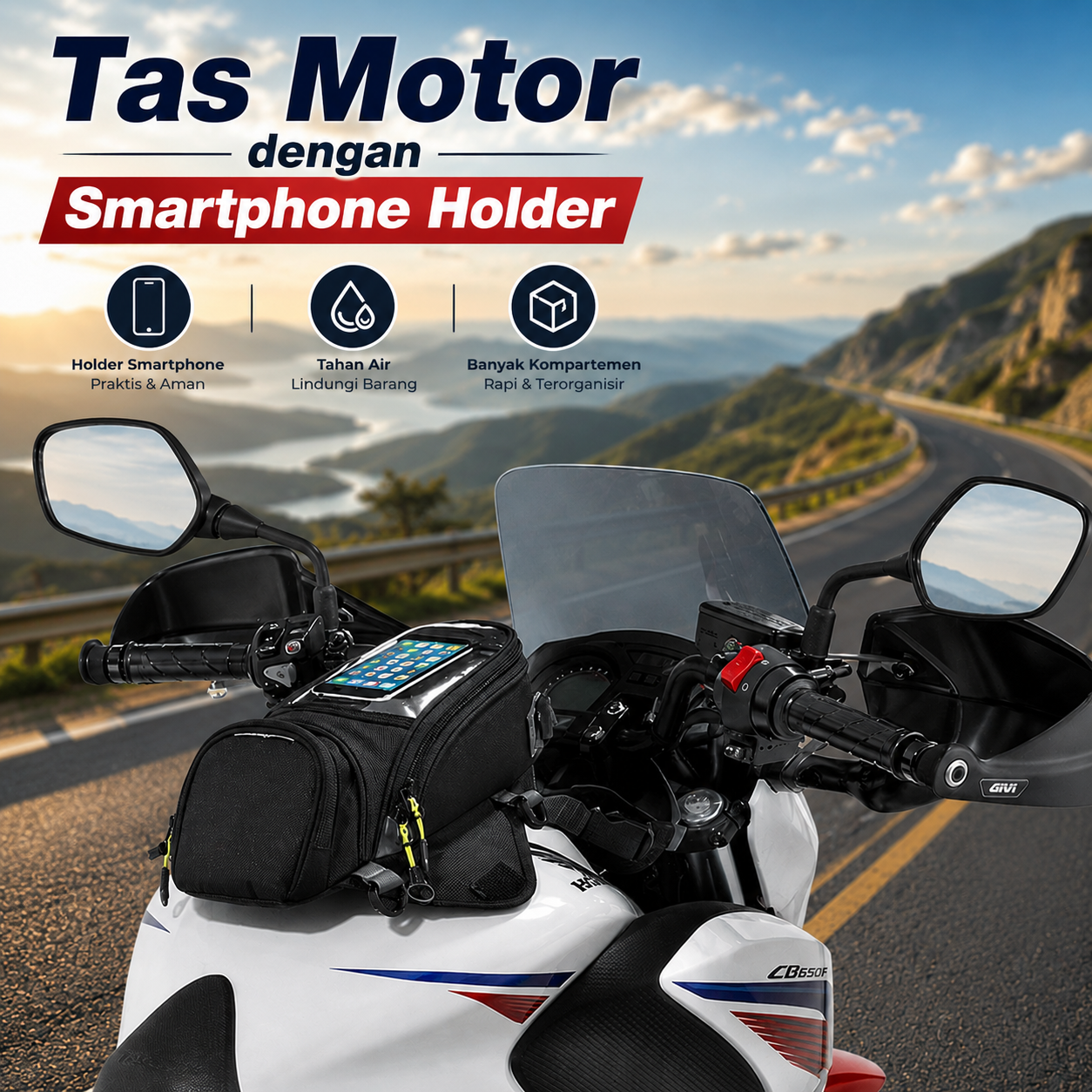 Gambar produk TaffSPORT Tas Motor Smartphone Holder Motorcycle Fuel Bag - SA212 - Utama