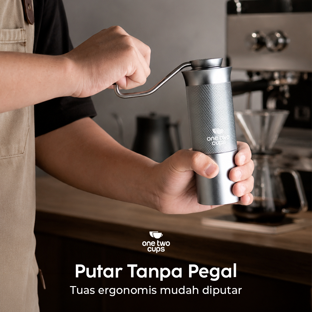 One Two Cups Penggiling Kopi Manual Coffee Grinder Stainless 420 - X1 Gambar produk One Two Cups Penggiling Kopi Manual Coffee Grinder Stainless 420 - X1 - 3