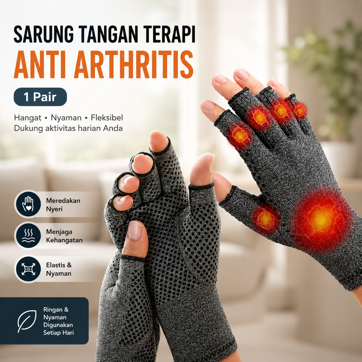SAFEBET Sarung Tangan Terapi Anti Arthritis Therapy Glove 1 Pair L - AY337 Gambar produk SAFEBET Sarung Tangan Terapi Anti Arthritis Therapy Glove 1 Pair L - AY337 - Utama