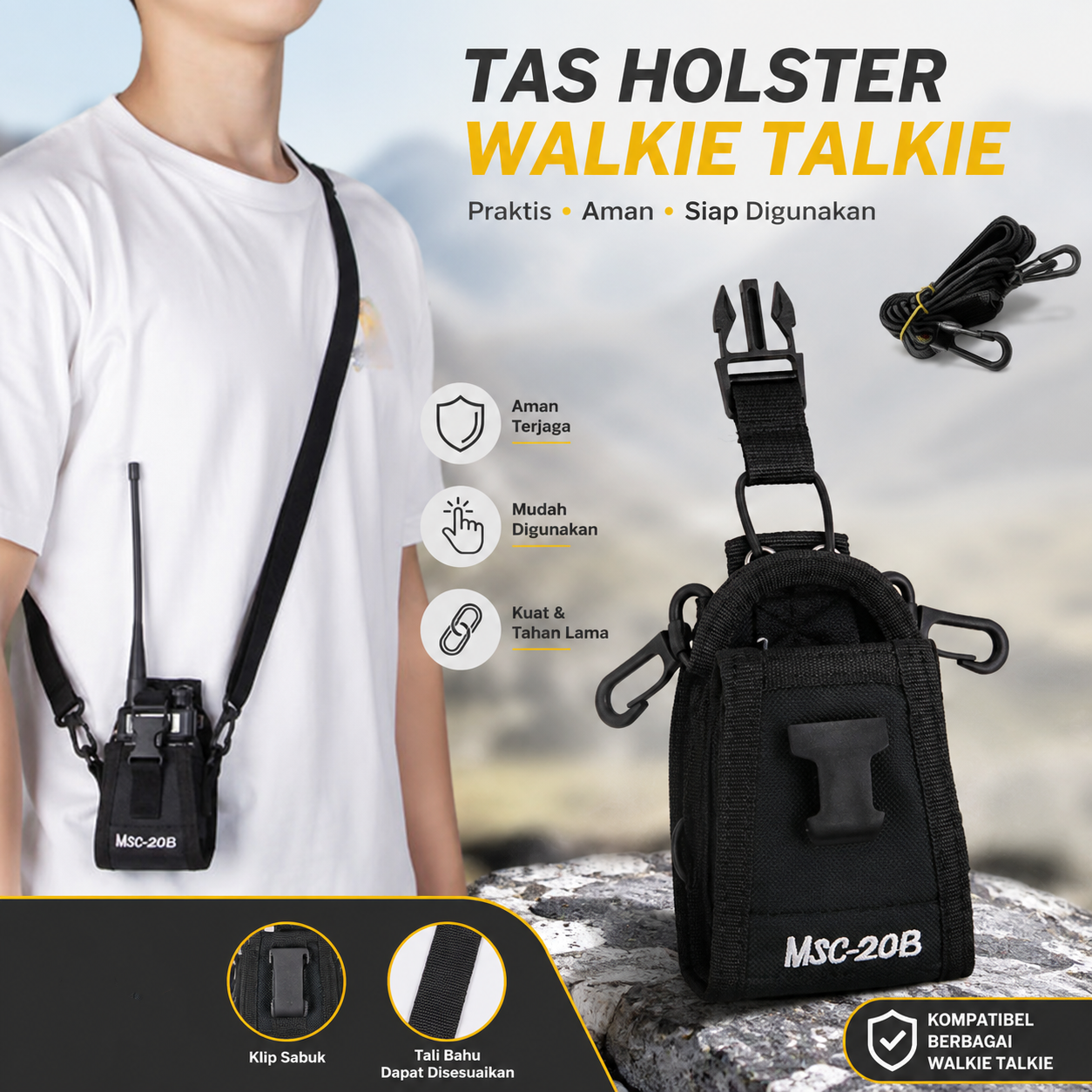 Gambar produk Taffware Tas Walkie Talkie Pouch Bag Holster for Pofung BAOFENG - MSC-20B - Utama
