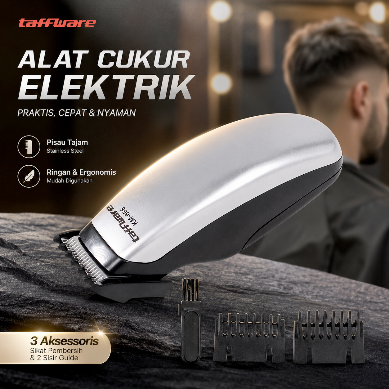 Taffware Alat Cukur Elektrik Hair Trimmer Shaver - KM-666 Gambar produk Taffware Alat Cukur Elektrik Hair Trimmer Shaver - KM-666 - Utama