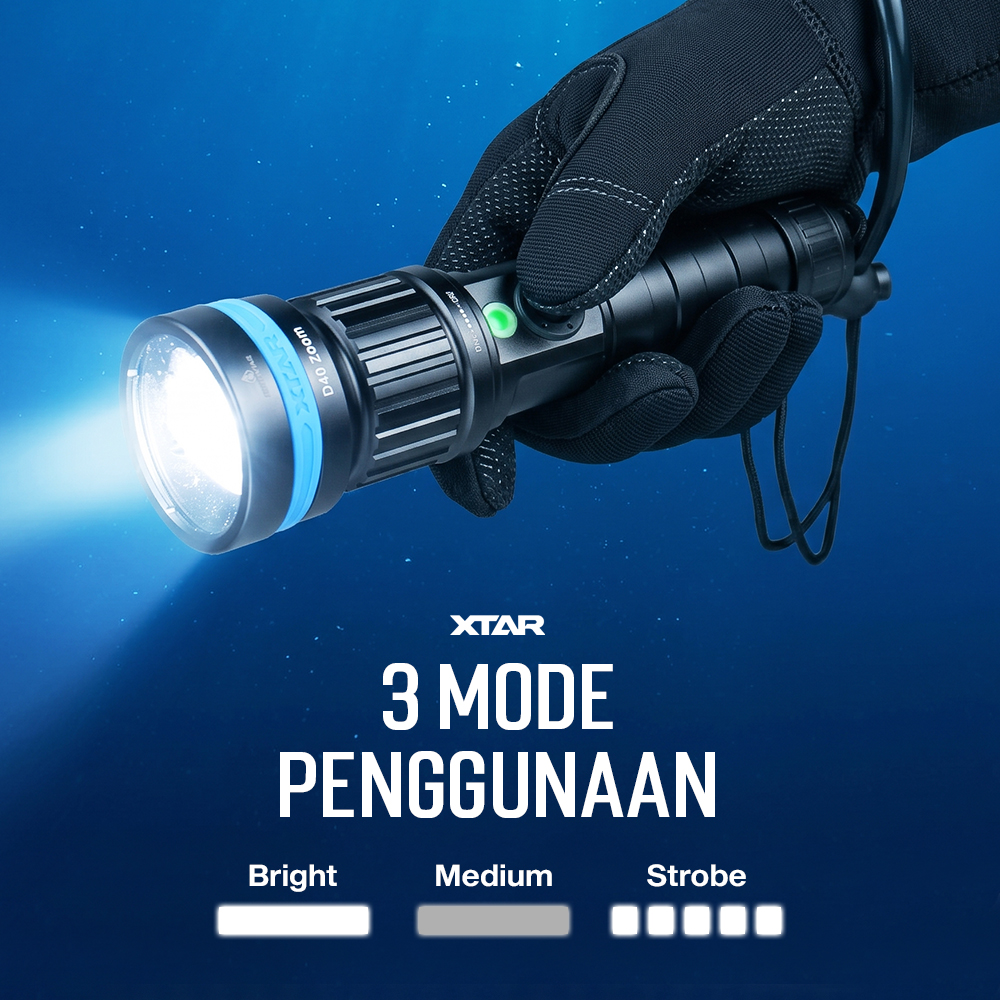 Gambar produk XTAR Senter Selam Diving Luminus Adjustable Beam Angle 1600 Lumens - D40 - 3