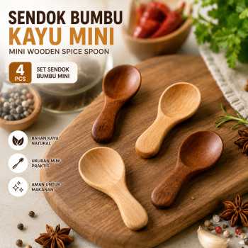 BalmyDays Sendok Bumbu Kecil Bahan Kayu Mini Wooden Spice Spoon 4 PCS - RR-21