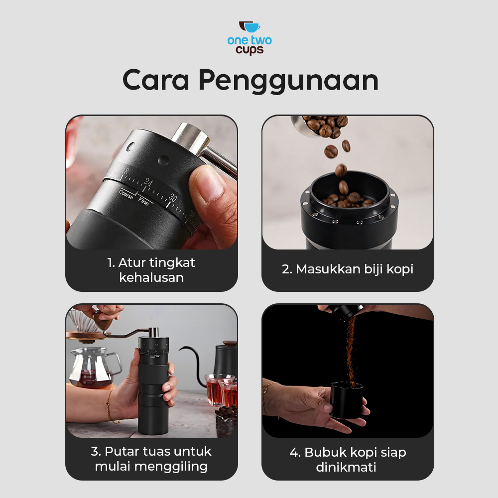 Gambar produk One Two Cups Alat Penggiling Kopi Manual Grinder Stainless Core 72Gear - R50 - 6