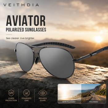 Gambar produk VEITHDIA Kacamata Aviator Lensa TAC Frame Metal Polarized Sunglasses - V3088