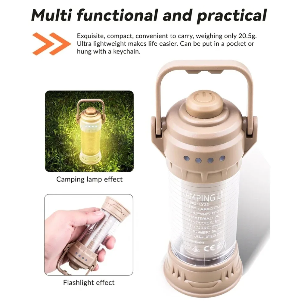 PACOONE Lampu Camping Tenda Gantung Flashlight Retro Style 1200mAh - LY25 Gambar produk PACOONE Lampu Camping Tenda Gantung Flashlight Retro Style 1200mAh - LY25 - 3