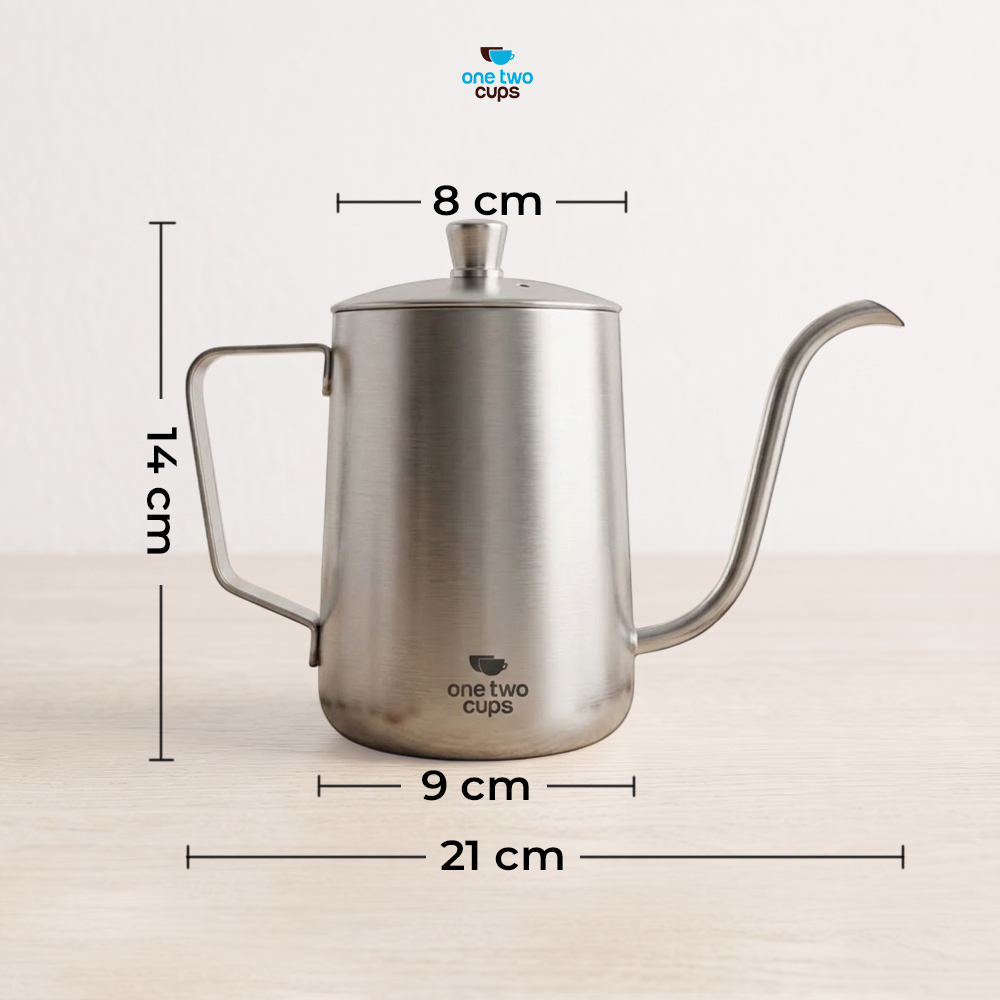 One Two Cups Teko Kopi Leher Angsa Gooseneck Pour Over Drip Kettle 600ml - HS-52 Gambar produk One Two Cups Teko Kopi Leher Angsa Gooseneck Pour Over Drip Kettle 600ml - HS-52 - 7