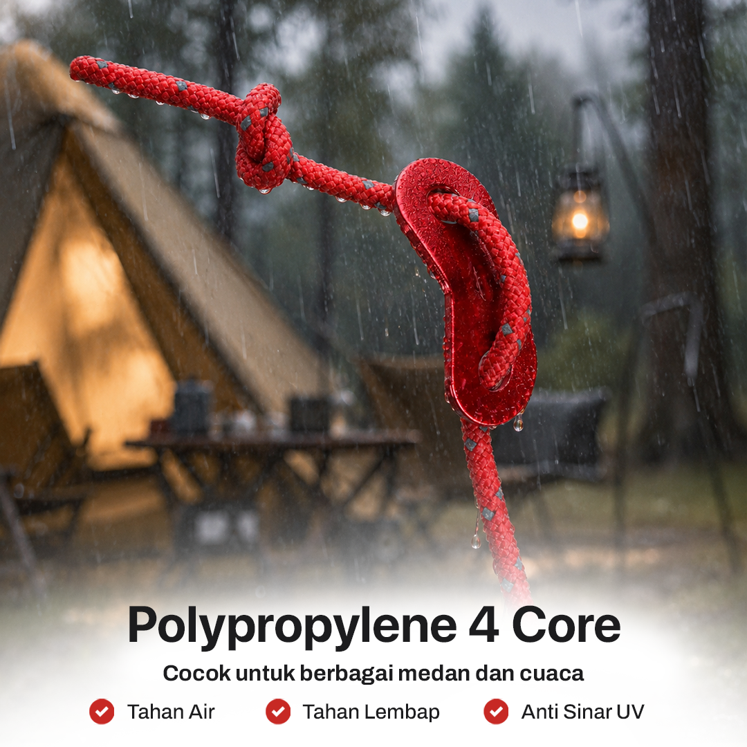 TaffSPORT Tali Paracord Tenda Camping Adventure Windproof 4mmx4M 4 PCS - YG148 Gambar produk TaffSPORT Tali Paracord Tenda Camping Adventure Windproof 4mmx4M 4 PCS - YG148 - 2
