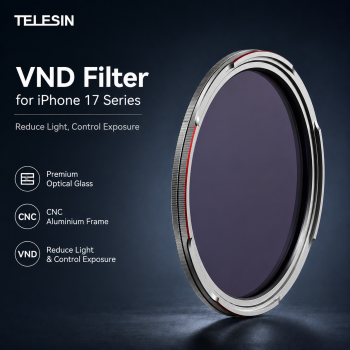 TELESIN Lens Camera Filter VND ND2 ND32 Magnetic iPhone 17 Series 67mm - P5-FLT-011