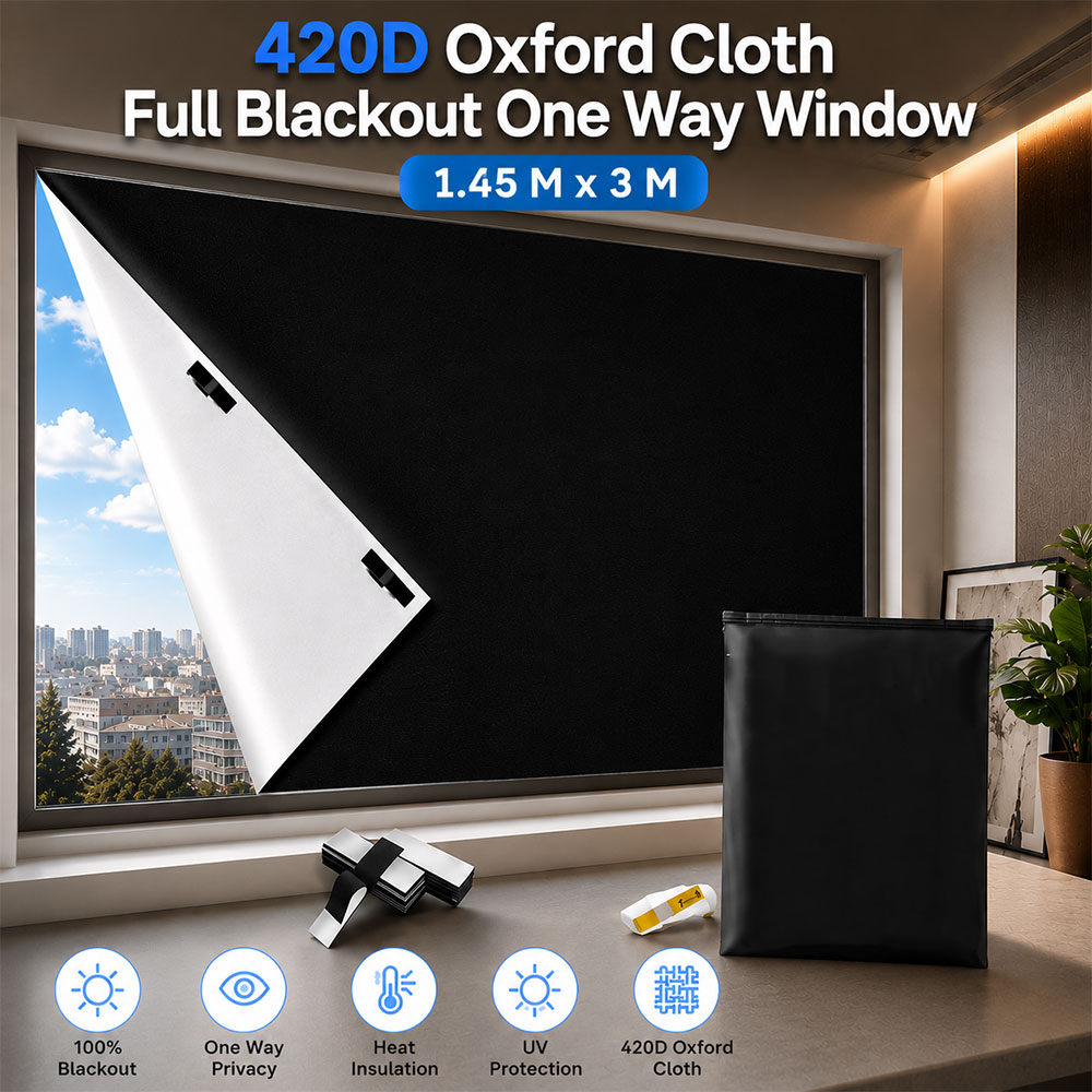 Gen Tirai Jendela Blackout One Way Window Film Anti UV Velcro 1.45x3M - AF5 Gambar produk Gen Tirai Jendela Blackout One Way Window Film Anti UV Velcro 1.45x3M - AF5 - Utama