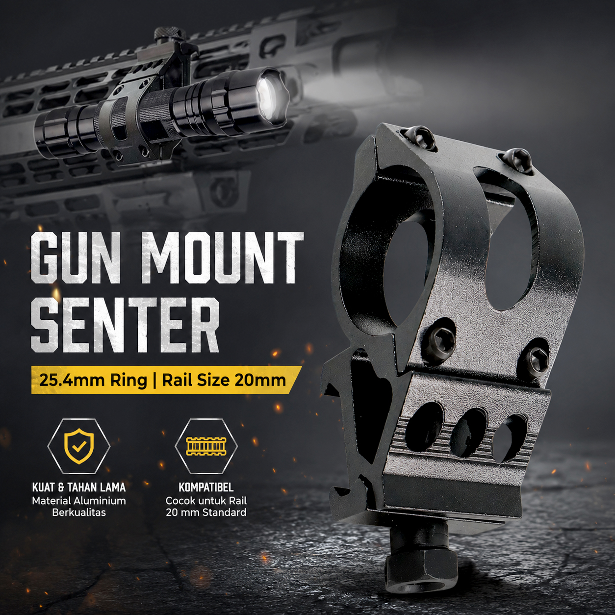 Gambar produk TaffSPORT Gun Mount Senter Flashlight Holder 25.4mm - HS-FM001 - Utama