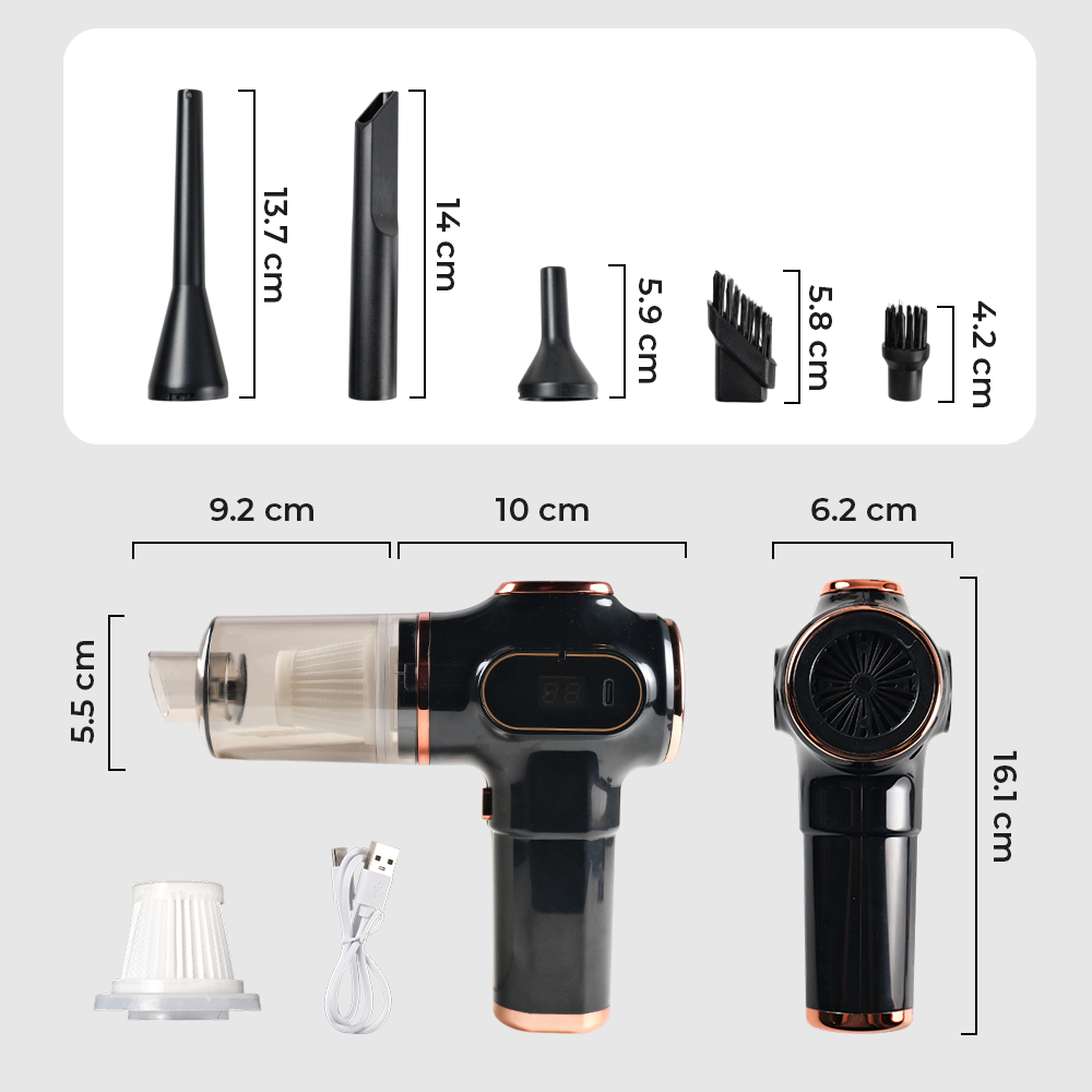 Gambar produk WOKER Penyedot Debu Mobil Serbaguna Vacuum Cleaner 5V 78W 40000RPM - XCQ-508 - 8