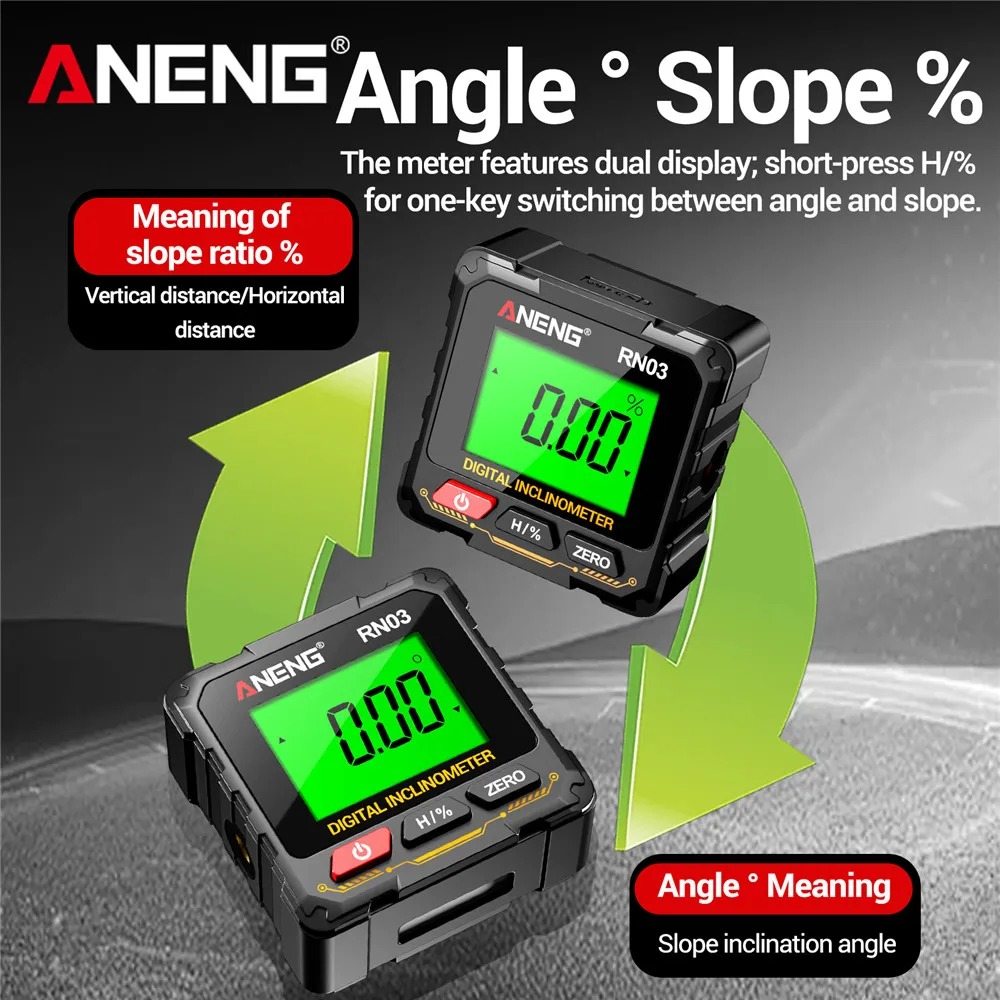 ANENG Inclinometer Digital Rechargeable Alat Ukur Kemiringan Magnetik - RN02 Gambar produk ANENG Inclinometer Digital Rechargeable Alat Ukur Kemiringan Magnetik - RN02 - 6
