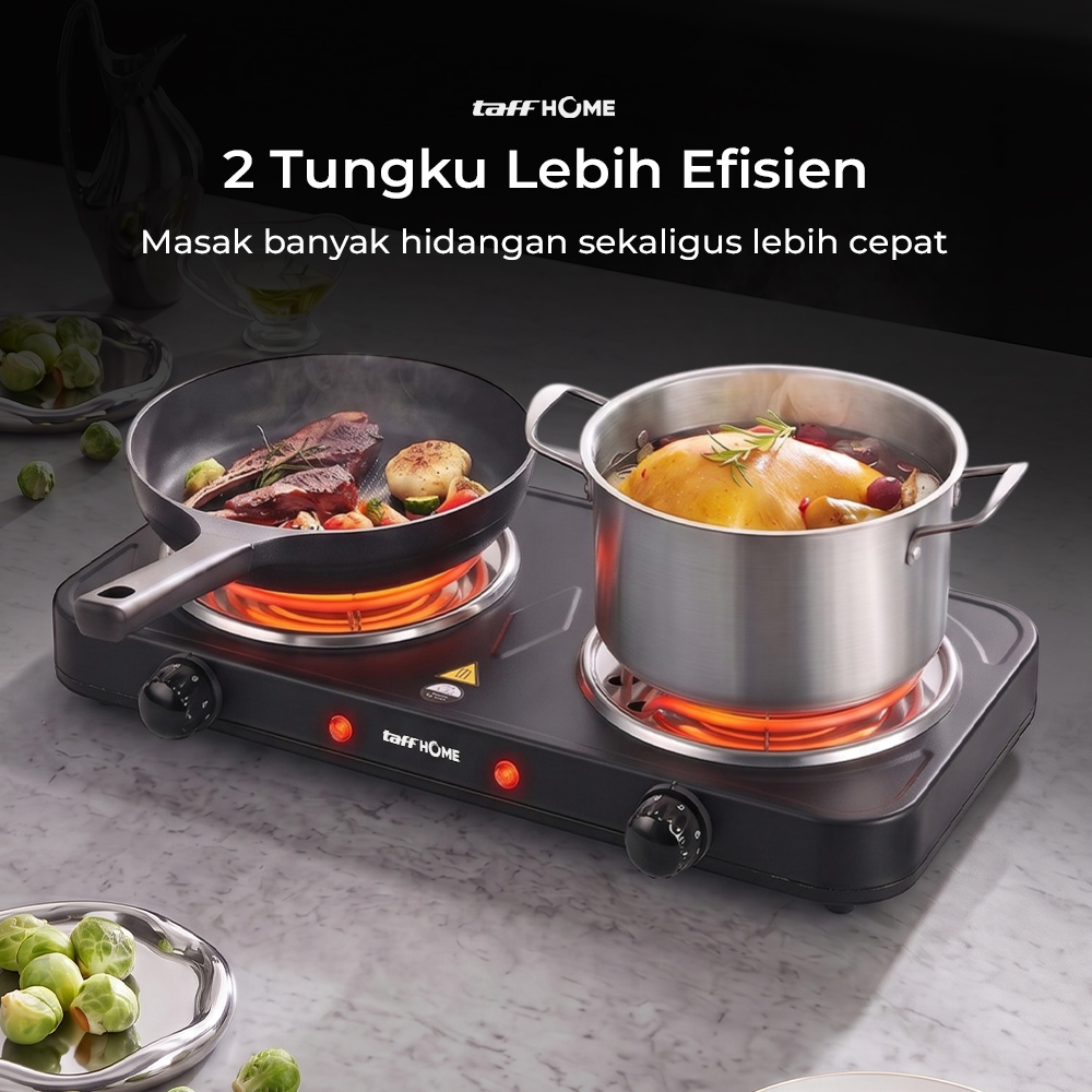 Gambar produk TaffHOME Kompor Listrik 2 Tungku Portable Coil Hot Plate 2000W - C2-2000-05 - 3