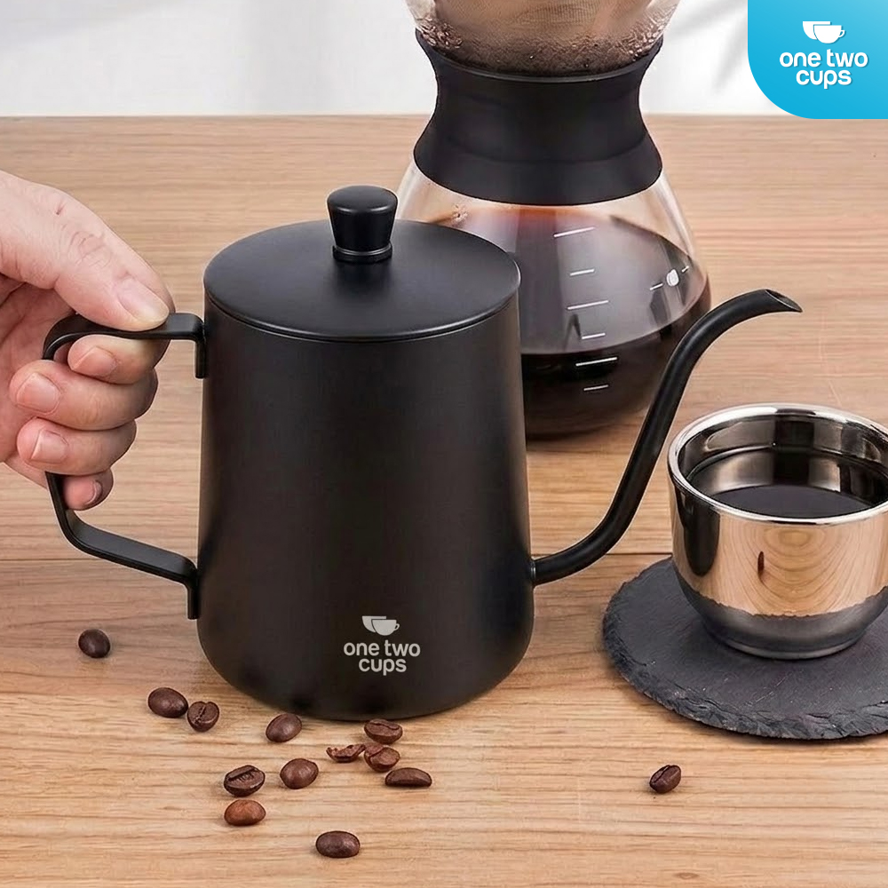 One Two Cups Teko Kopi Leher Angsa Gooseneck Pour Over Drip Kettle 600ml - HS-52 Gambar produk One Two Cups Teko Kopi Leher Angsa Gooseneck Pour Over Drip Kettle 600ml - HS-52 - 5