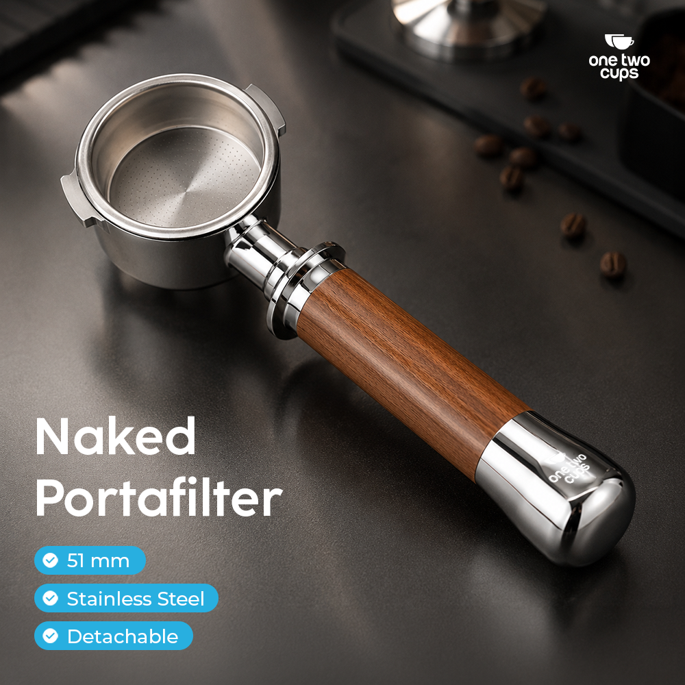 Gambar produk One Two Cups Portafilter Bottomless Naked Detachable Stainless 51mm - NP55 - Utama