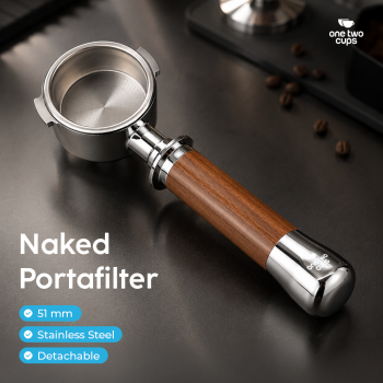 One Two Cups Portafilter Bottomless Naked Detachable Stainless 51mm - NP55