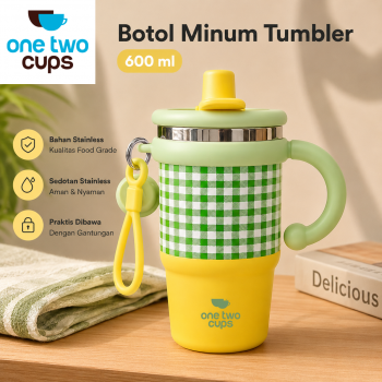 One Two Cups Botol Minum Tumbler Air Panas Dingin Handle Straw 600ml - ZY0269