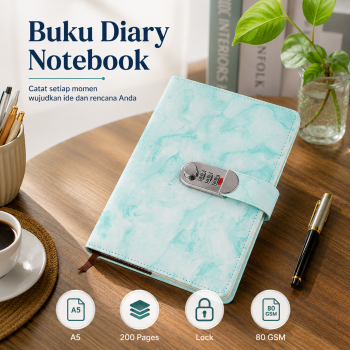 JESJELIU Buku Diary Notebook Catatan Jurnal A5 200 Halaman with Lock - TD-490