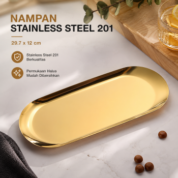 ATH Nampan Stainless Steel 201 Elliptical Disc Flat Bottomed 29.7x12cm - A-30
