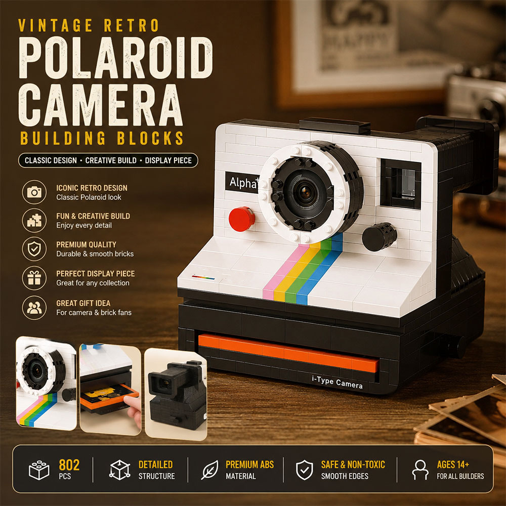 RAZUS Mainan Balok Susun Vintage Retro Camera Polaroid Bricks Blok - XL6601 Gambar produk RAZUS Mainan Balok Susun Vintage Retro Camera Polaroid Bricks Blok - XL6601 - Utama