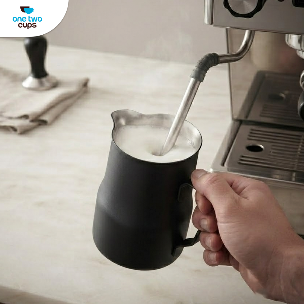 One Two Cups Milk Jug Pitcher Susu Latte Art Espresso Stainless Steel 350ml - AA050 Gambar produk One Two Cups Milk Jug Pitcher Susu Latte Art Espresso Stainless Steel 350ml - AA050 - 5