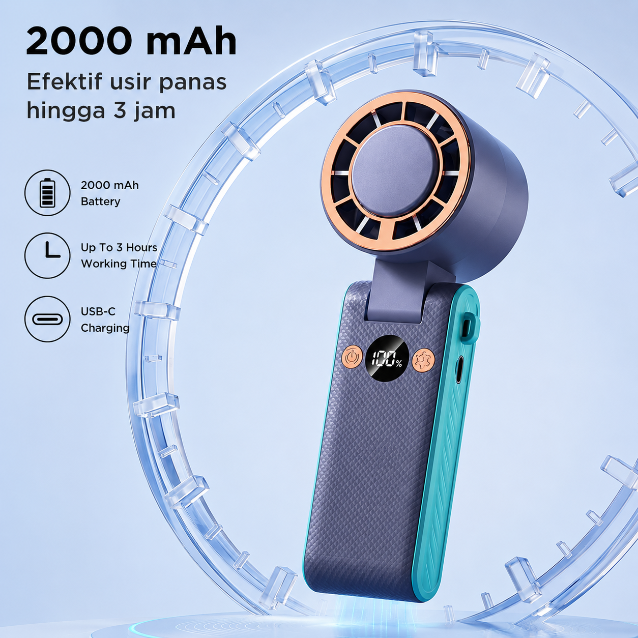 BSIDE Kipas Angin Portable Turbo 120 Speed Mini Cooling Fan 2000mAh - M8 Gambar produk BSIDE Kipas Angin Portable Turbo 120 Speed Mini Cooling Fan 2000mAh - M8 - 1