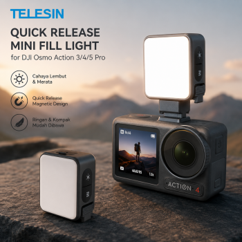 Gambar produk TELESIN Quick Release Mini Fill Light for DJI Osmo Action 3/4/5 Pro - TSBGD08-01