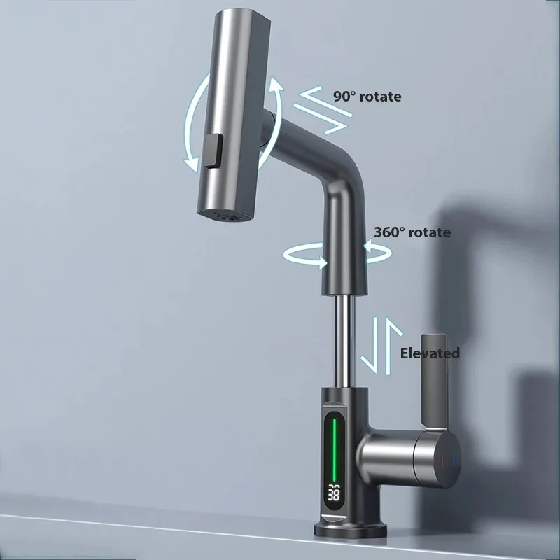 BATHE PROJECT Keran Air Wastafel Mixer Panas Dingin Pull Out Faucet - K040 Gambar produk BATHE PROJECT Keran Air Wastafel Mixer Panas Dingin Pull Out Faucet - K040 - 3
