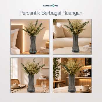 Gambar produk TaffHOME Vas Bunga Kaca Bening Estetik Vintage Glass Flower Vase - Y23 - 5