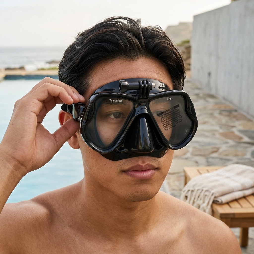 Slyz Kacamata Selam Snorkeling Tempered Glass GoPro Mount Diving Mask - INU91 Gambar produk Slyz Kacamata Selam Snorkeling Tempered Glass GoPro Mount Diving Mask - INU91 - 6