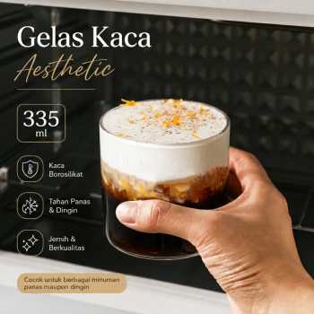 One Two Cups Gelas Kaca Aesthetic Dirty Latte Pudding Es Krim Glass - T-350