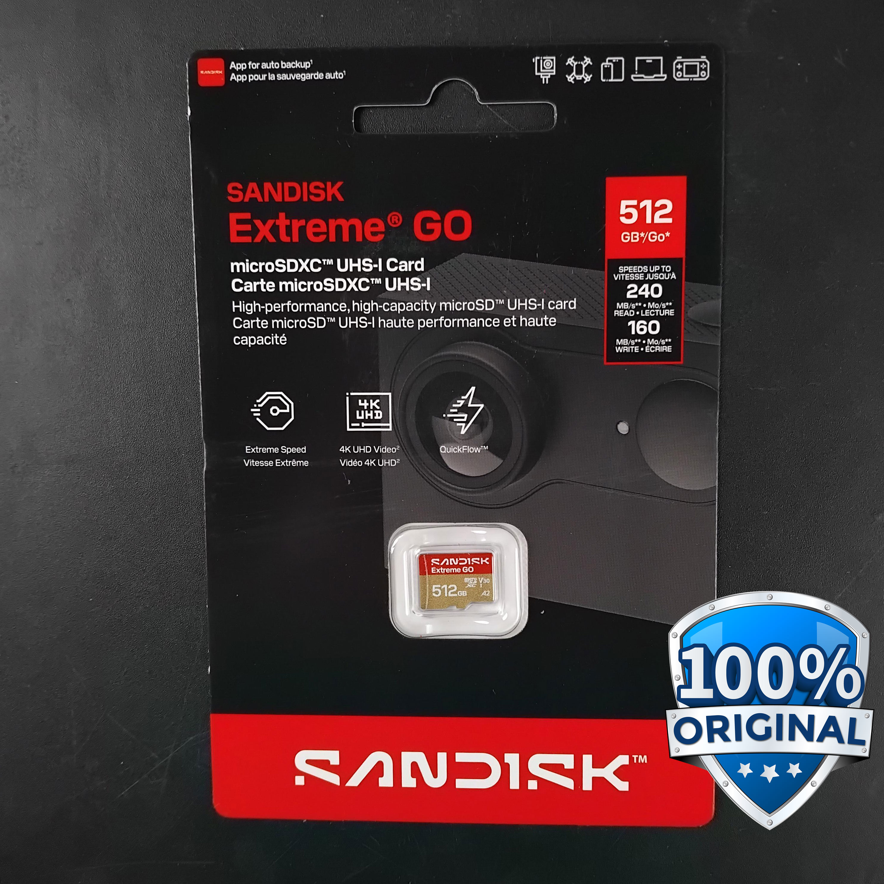 SanDisk Extreme GO microSDXC UHS-I A2 U3 V30 512GB - SDSQXGN Gambar produk SanDisk Extreme GO microSDXC UHS-I A2 U3 V30 512GB - SDSQXGN - Utama