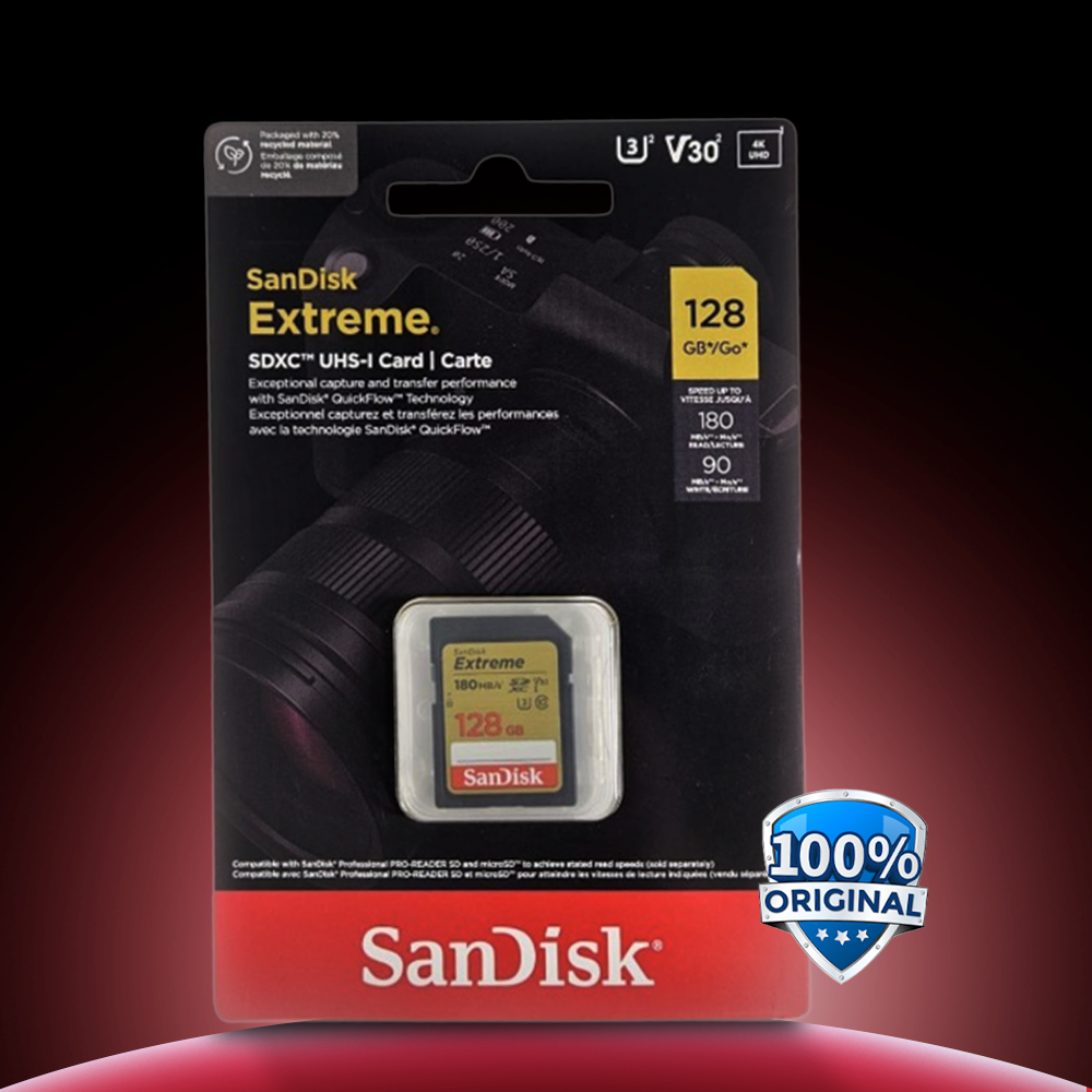 Gambar produk SanDisk Extreme SDXC UHS-I Card V30 U3 Class 128GB-SDSDXVA-128G - SDSDXV - Utama