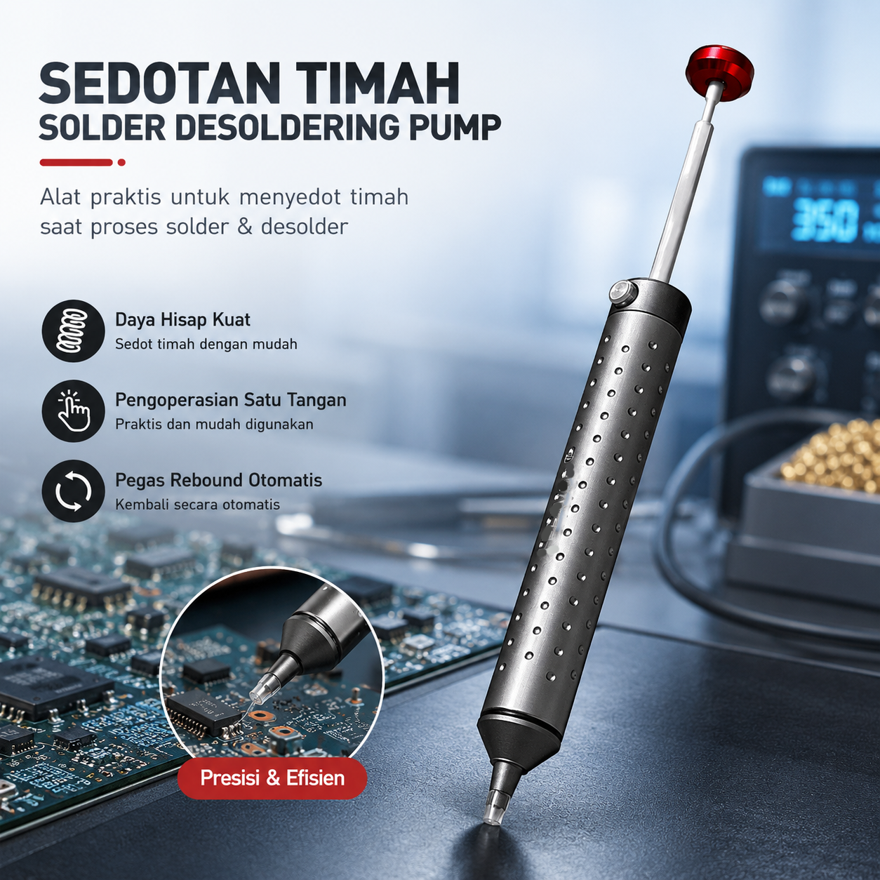 LEFAVOR Sedotan Timah Solder Desoldering Pump Tin Strong Suction - LF03 Gambar produk LEFAVOR Sedotan Timah Solder Desoldering Pump Tin Strong Suction - LF03 - Utama