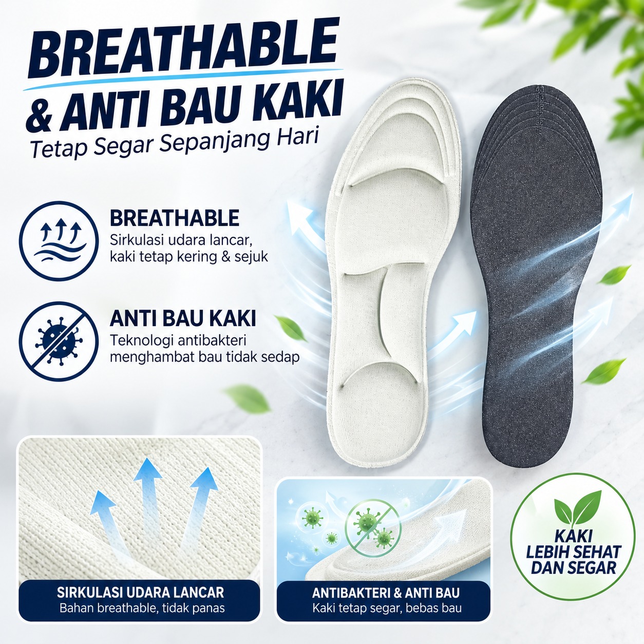 Gambar produk SSPORT Insole Sepatu Orthopedic Breathable 5D Massage Memory Foam 35-40 - 5050 - 6