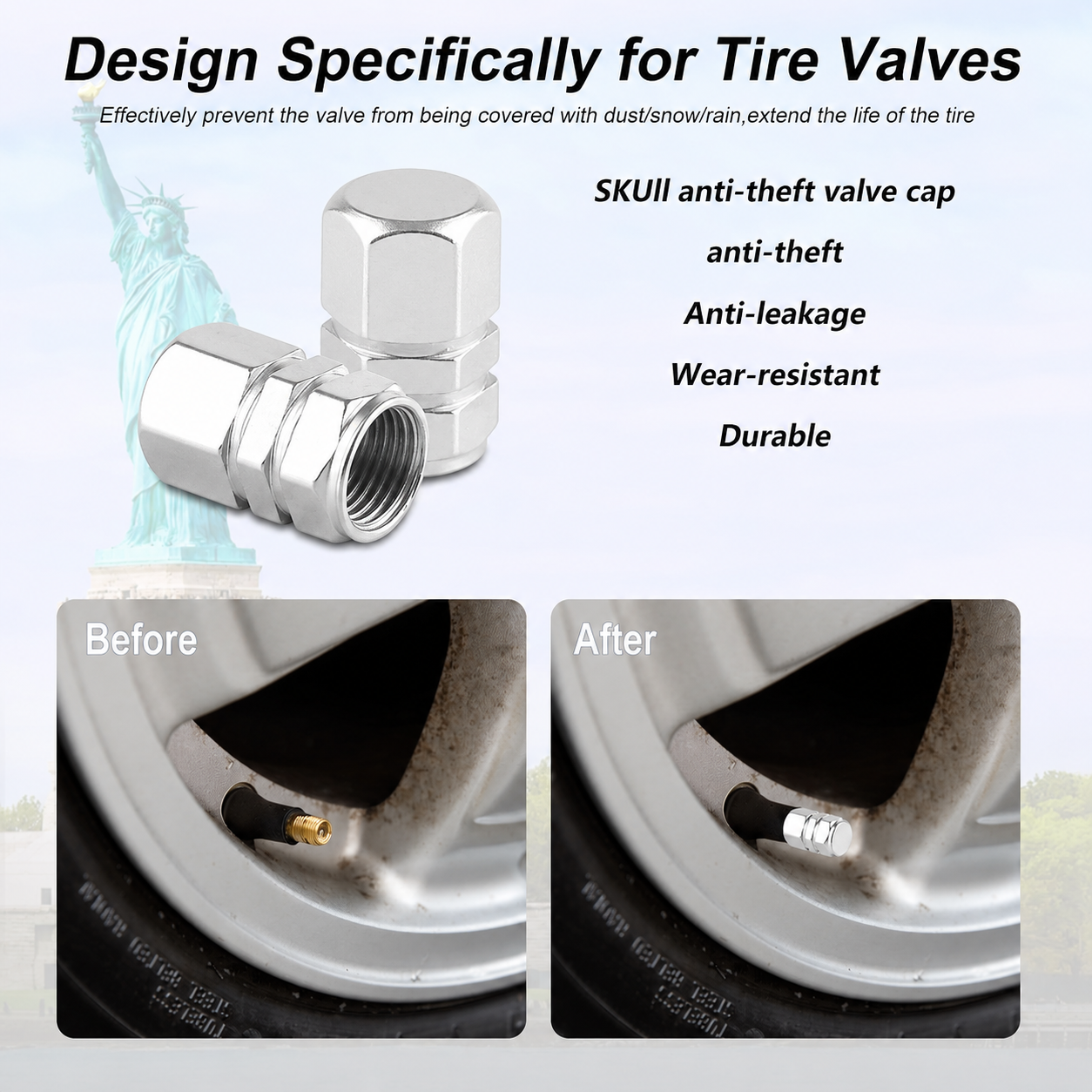 AQTQ Tutup Pentil Ban Mobil Motor Hex Valve Cap Aluminium 4 PCS - AQ-4 Gambar produk AQTQ Tutup Pentil Ban Mobil Motor Hex Valve Cap Aluminium 4 PCS - AQ-4 - 2