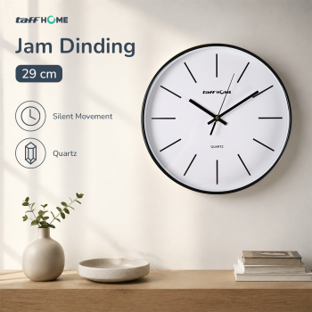 Gambar produk TaffHOME Jam Dinding Bulat Silent Movement Quartz Model Modern 29cm - H6589