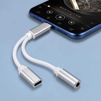 Gambar produk Clu 2in1 Kabel Splitter USB Type C to Jack Audio 3.5mm dan Type C - L45 - 1